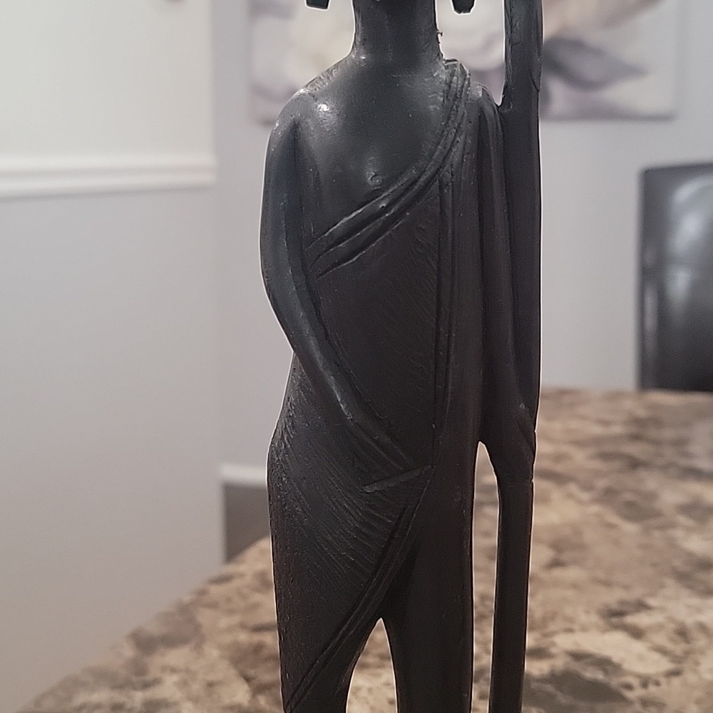 African Statue Ebony Wood Carved Male Warrior Statue CH - Picture 3 of 8